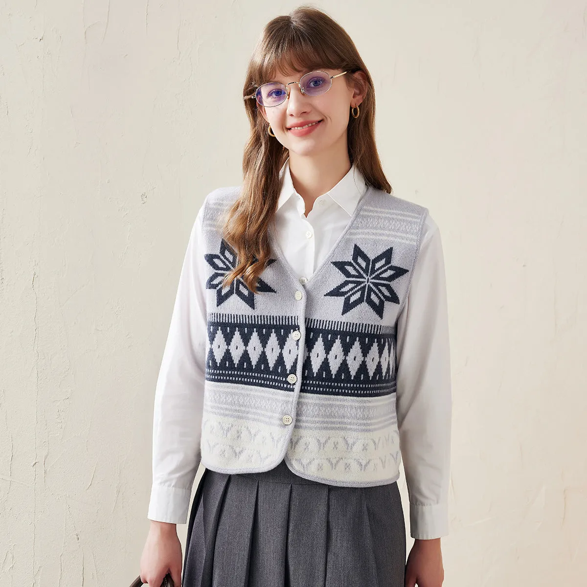 100% Wool Vintage Fair Isle Knit Vest