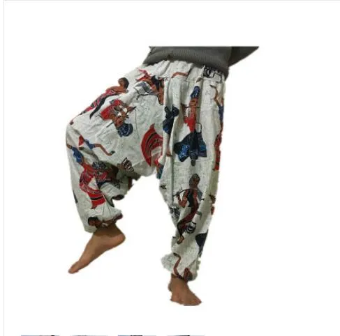 20 Colors Men Causal Flower Print Hippy Baggy Boho Elastic Cross-Pants Loose Trousers Aladdin Wide Leg Cotton Linen Harem Pants