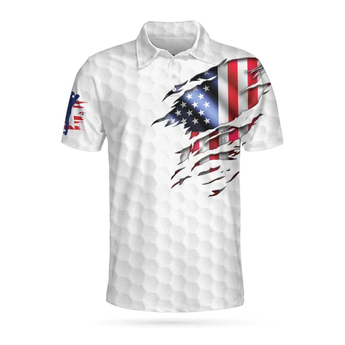 3D Print Golf Shirts For Men, Golf American Flag Polo Shirt, Usa Flag Golf Shirt, Patriotic Golfer Shirt Coolspod