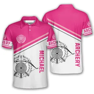 Archery Emblem Pink Version Custom Archery Shirts for Men Women, Best Gift for Archery Lover