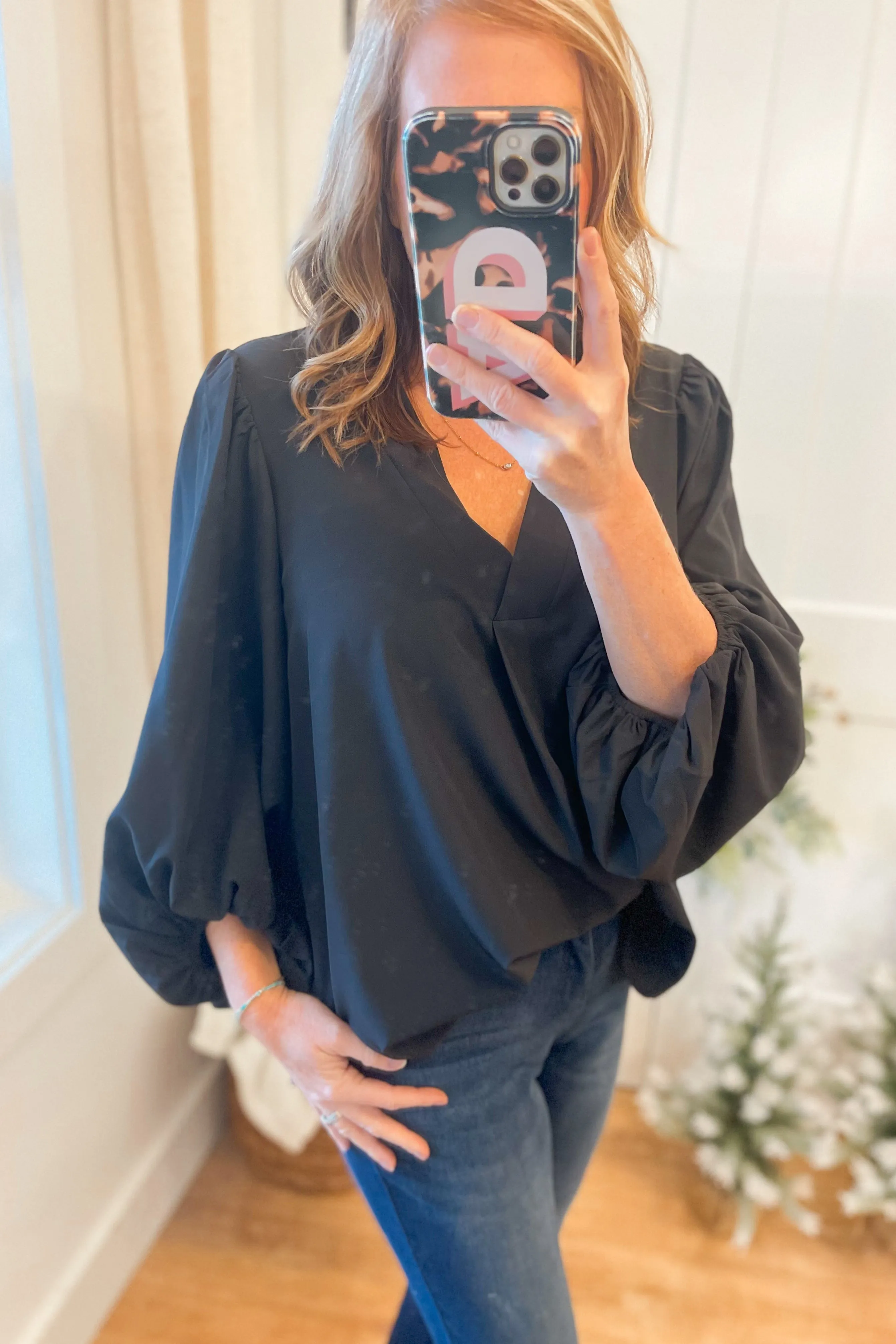 Benjamin Long Sleeve V Neck Blouse Top *FINAL SALE*