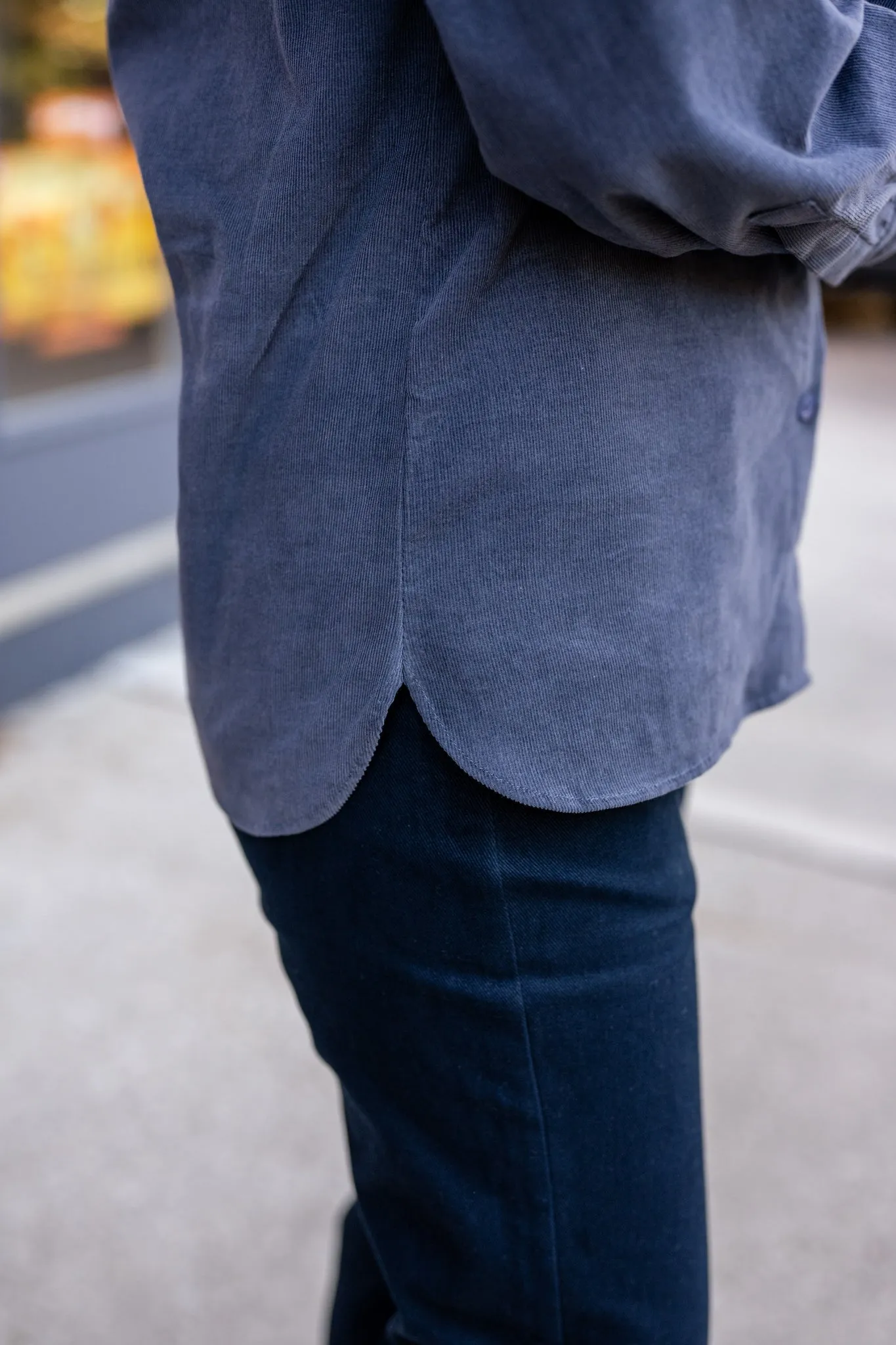 Brushed Corduroy Button-Up Blouse