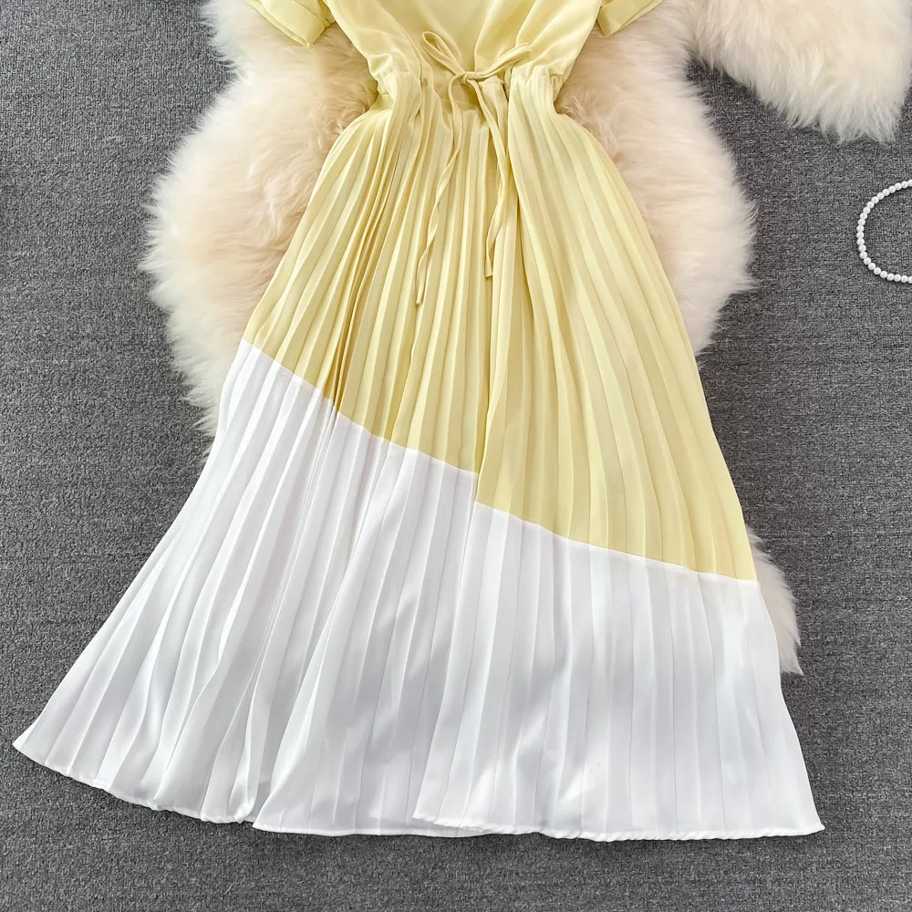 Cute colorblock A line dress fashion dress    S396