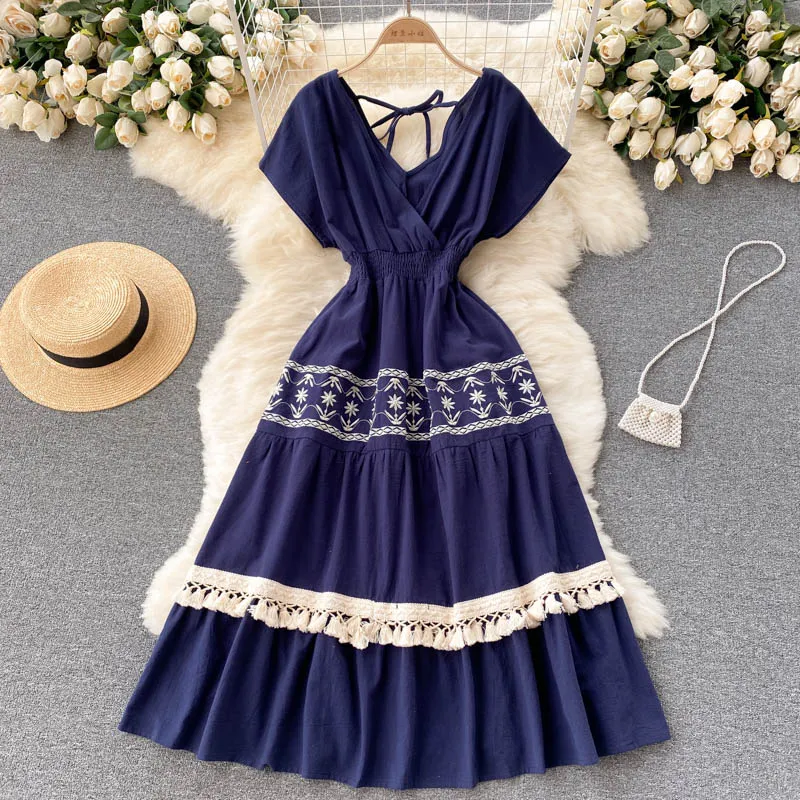 Cute V-neck short dress fashion dress    S329