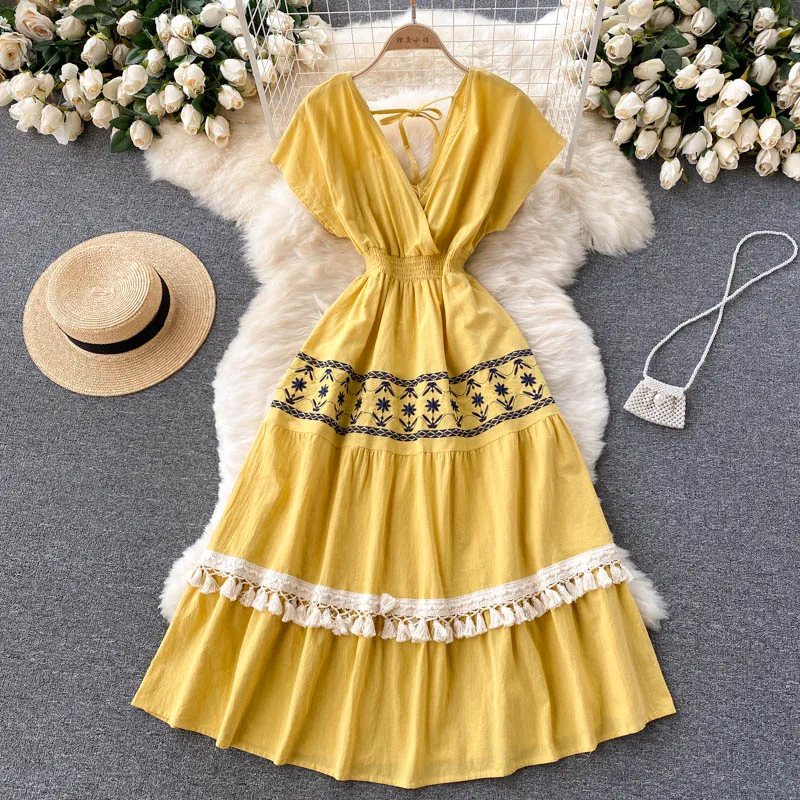 Cute V-neck short dress fashion dress    S329