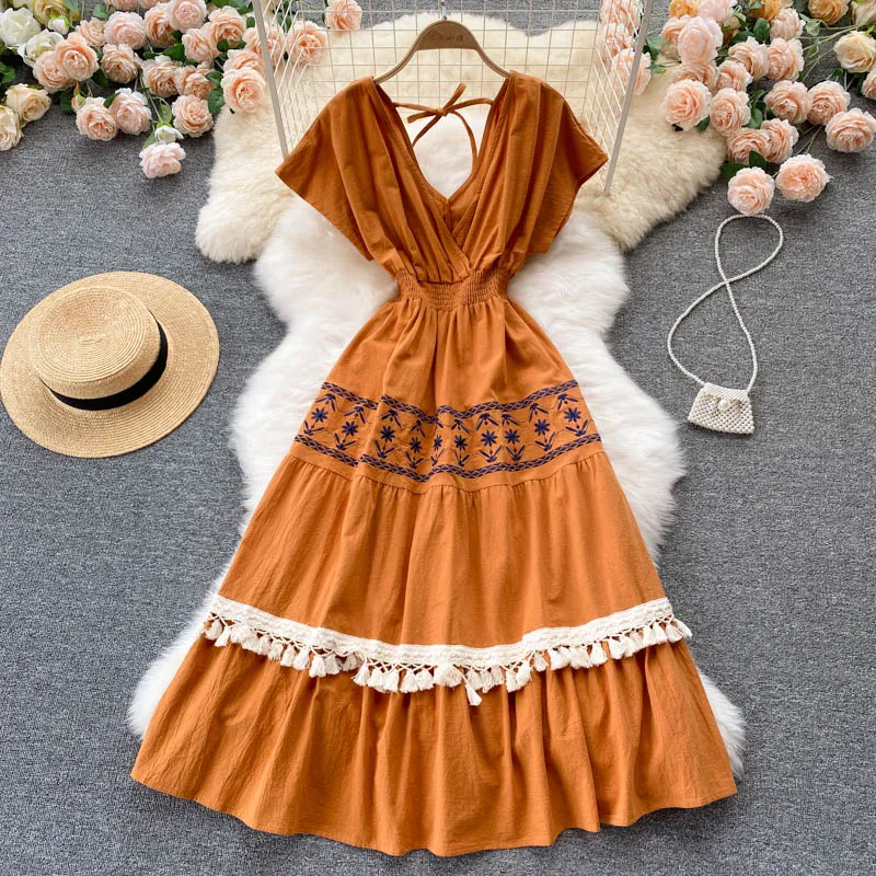 Cute V-neck short dress fashion dress    S329