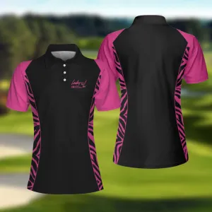 Dark Pink Zebra For Lady Golfer Golf Short Sleeve Women Polo Shirt, Best Shirt For Ladies