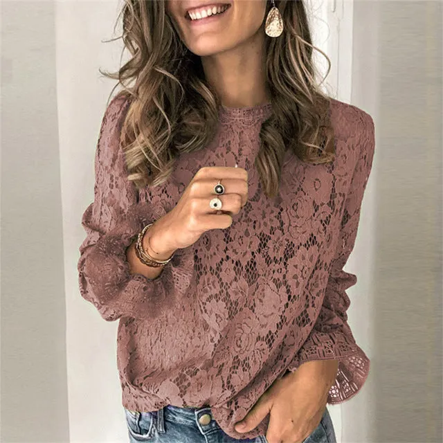 Elegant Embroidery Floral Lace Top