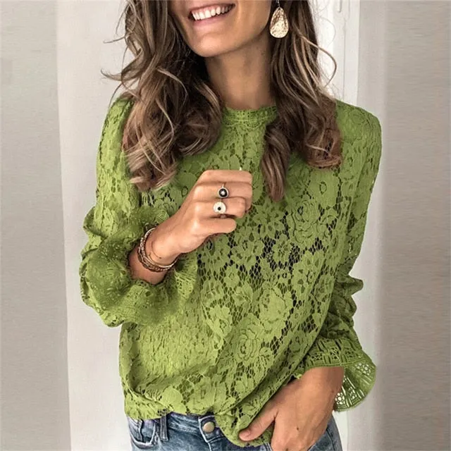 Elegant Embroidery Floral Lace Top