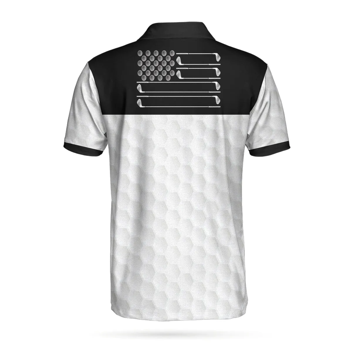 Golf Ball Pattern Skull Polo Shirt, Black And White American Flag Polo Shirt, Best Golf Shirt For Men Coolspod