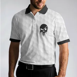 Golf Ball Pattern Skull Polo Shirt, Black And White American Flag Polo Shirt, Best Golf Shirt For Men Coolspod