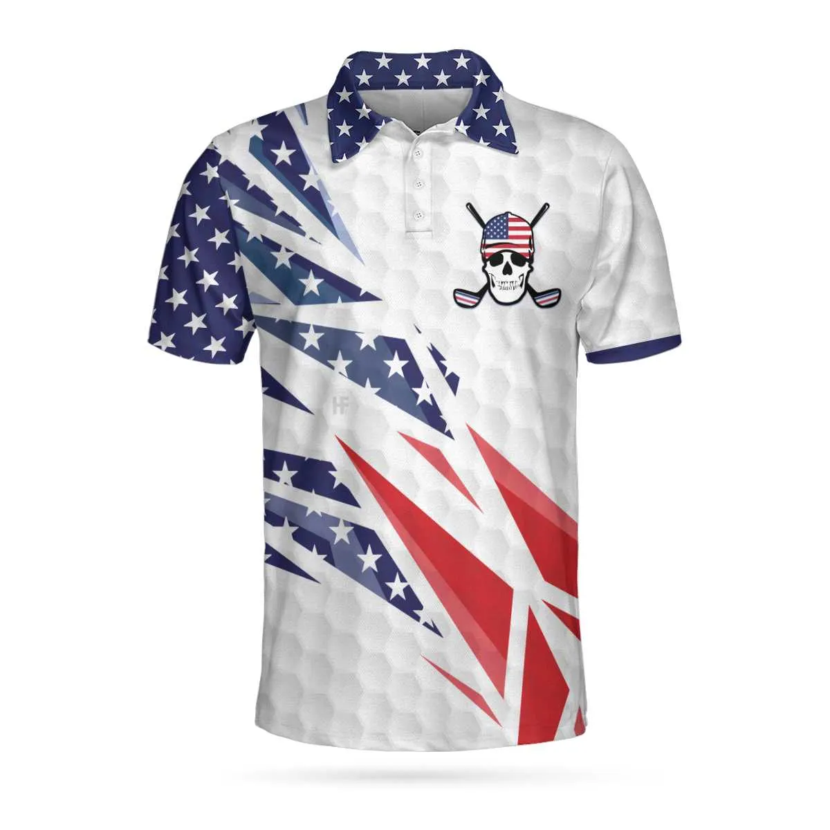 Golf Texture Swing Short Sleeve Golf Polo Shirt, Fierce American Flag Polo Shirt, Patriotic Golf Shirt For Men Coolspod