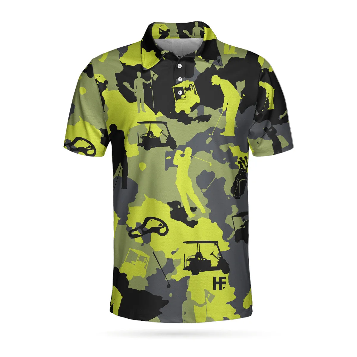 Green And Grey Camouflage Golf Polo Shirt, Military Streetwear Polo Shirt, Camo Golf Shirt For Men Coolspod