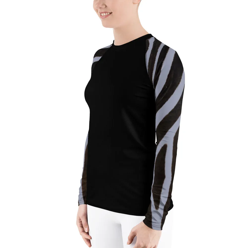 Grey Zebra Long Sleeve Tops