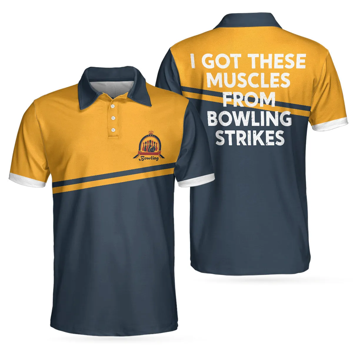 I Got These Muscles From Bowling Strikes Polo Shirt, Bowling Polo Shirt, Bowling Shirt For Men Coolspod