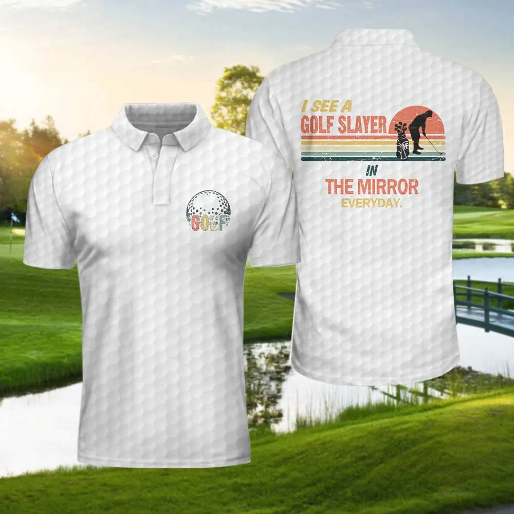 I See A Golf Slayer In The Mirror Everyday Polo Shirt, Vintage Palette Golf Polo Shirt, Best Golf Shirt For Men Coolspod