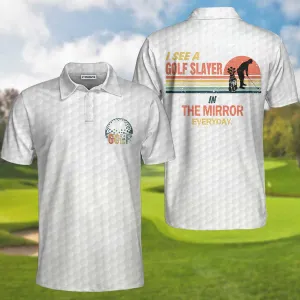 I See A Golf Slayer In The Mirror Everyday Polo Shirt, Vintage Palette Golf Polo Shirt, Best Golf Shirt For Men Coolspod