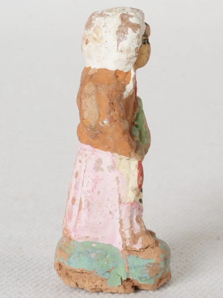 Late 19th / Early 20th Century Handmade Terracotta Santon Farmer with Vegetables