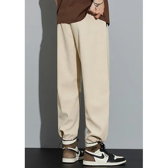 Loose Fit Wide Leg Corduroy Solid Color Straight Leg Pants