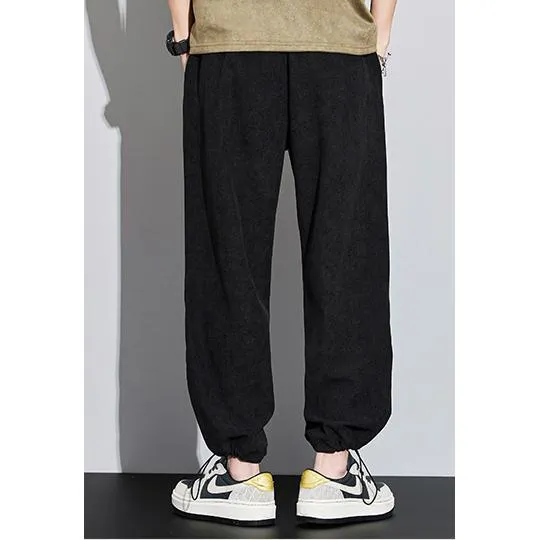 Loose Fit Wide Leg Corduroy Solid Color Straight Leg Pants