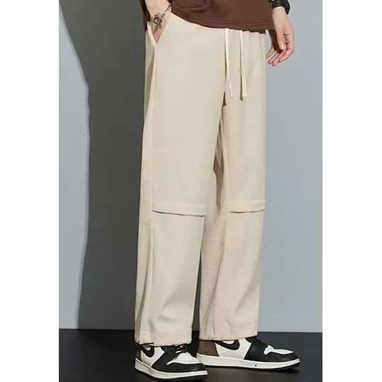 Loose Fit Wide Leg Corduroy Solid Color Straight Leg Pants