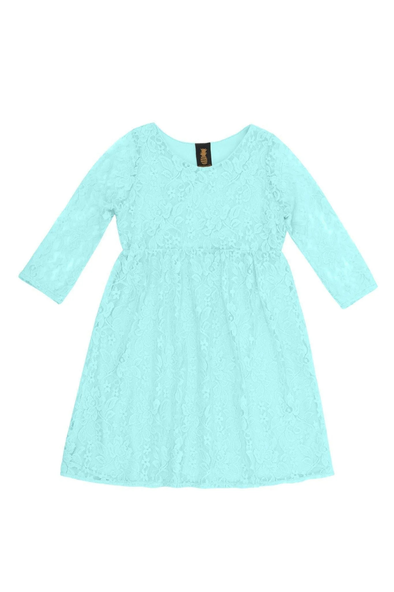 Mint Lace Empire Waist Three-Quarter Sleeve Mother Daughter Dress