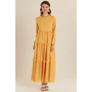 Mustard Tassel Detail Long Dress