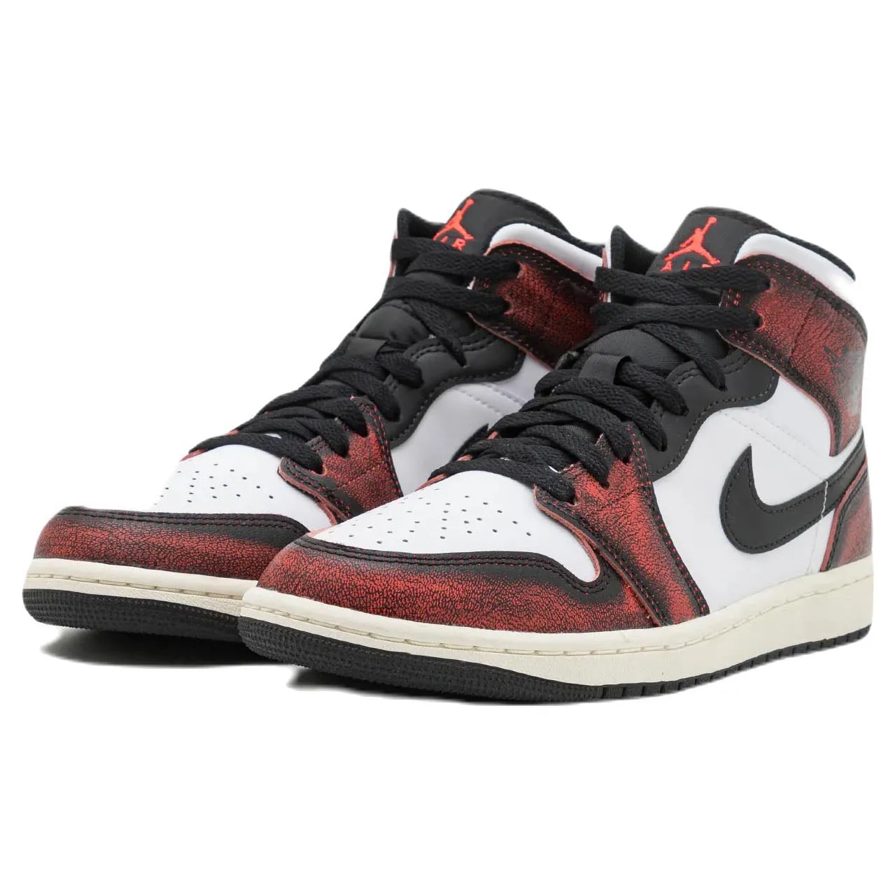 Nike Air Jordan 1 Mid Se V2 kids sneakers, white-red