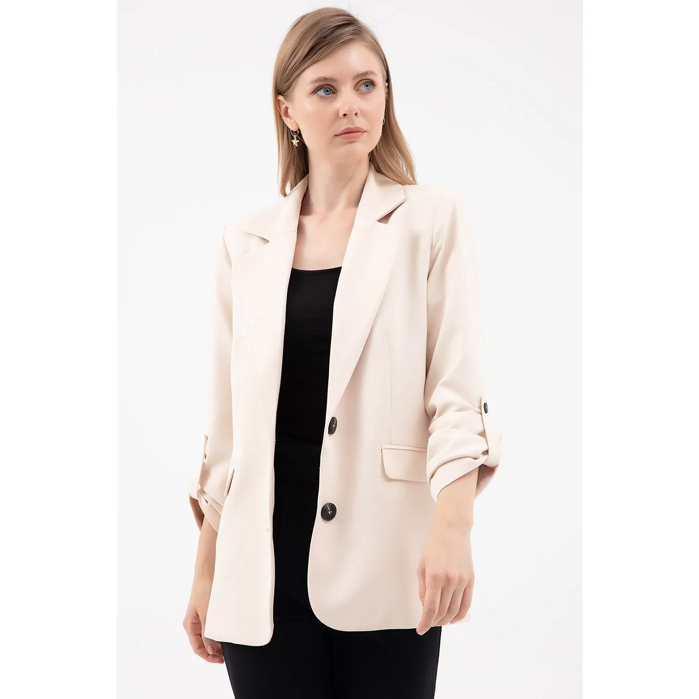 Oversized Beige Blazer Jacket