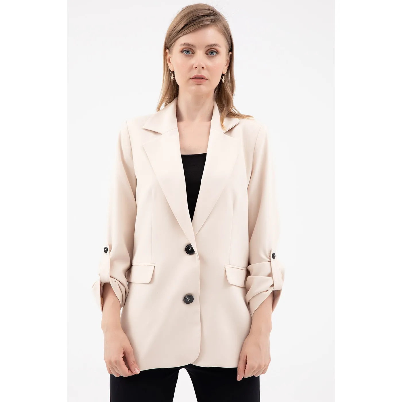 Oversized Beige Blazer Jacket