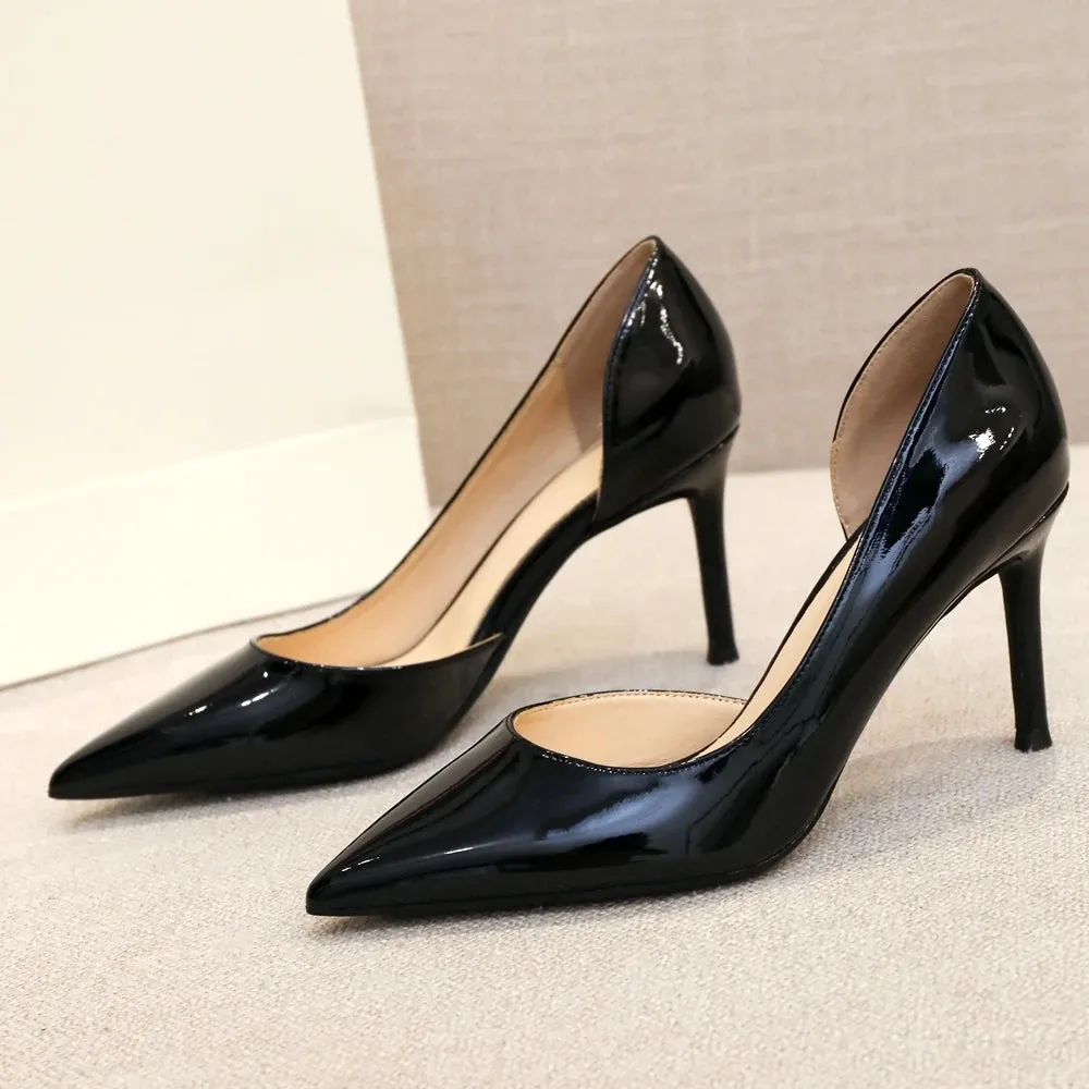 Patent Leather Stiletto High Heels Professional Office Lady Casual Work Pumps New Fashion Women Shoes For Party Wedding B010