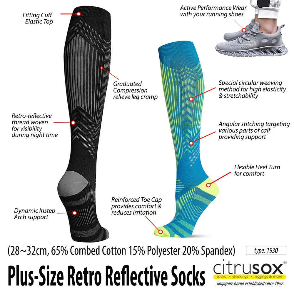 Retro Reflective Plus Size Knee Socks