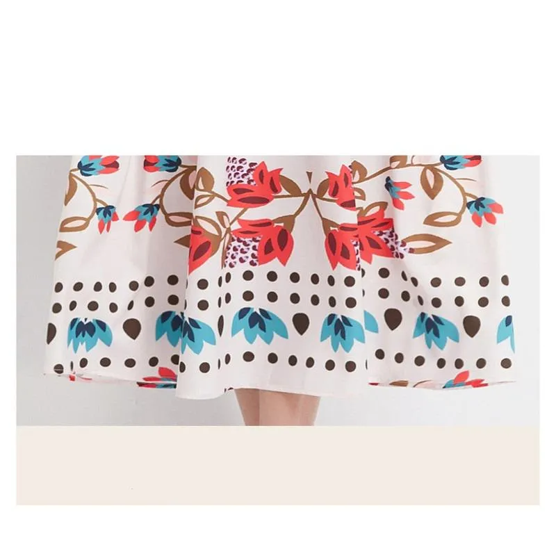 Retro Tie-Up Print A-Line Design Collar Flutter Sleeves Dress