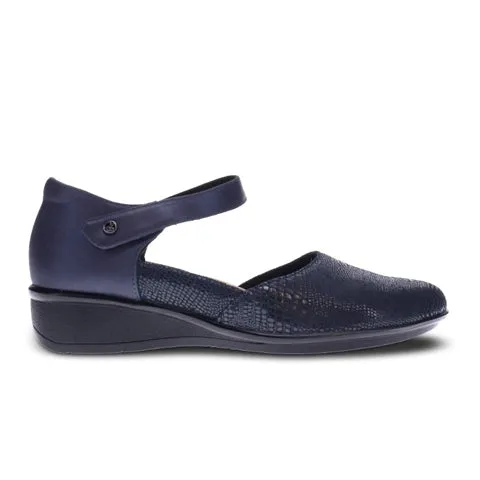 Revere Osaka Wedge Sandal (Women) - Sapphire/Navy Lizard