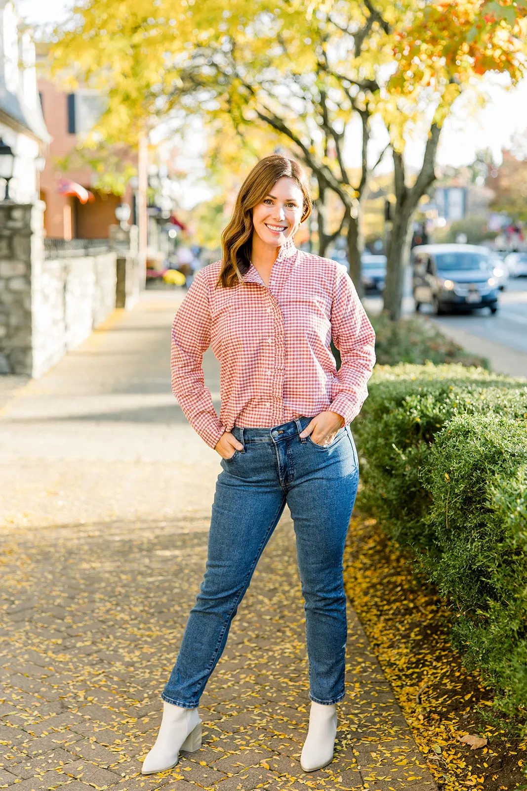 Ruffle Button-Front Blouse