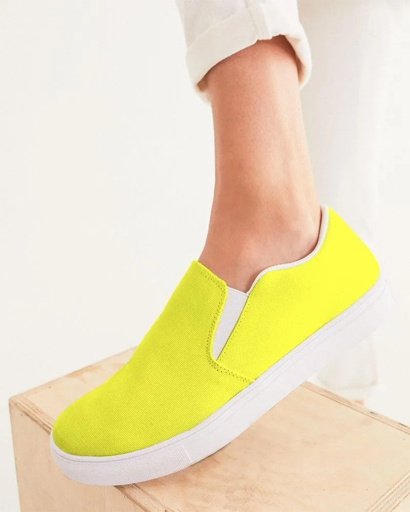 Slip-on Women's Sneakers - Yellow Canvas Sports Shoes