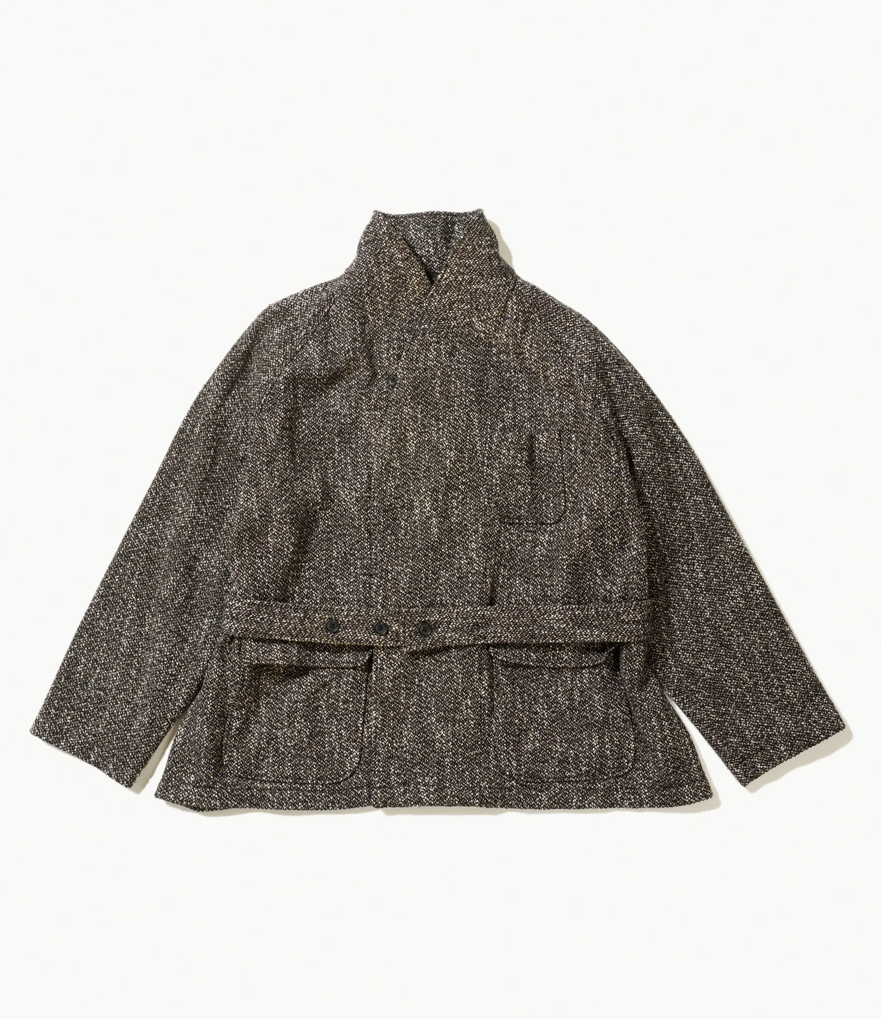 Smoking Jacket – Brown/Black Homespun Wool