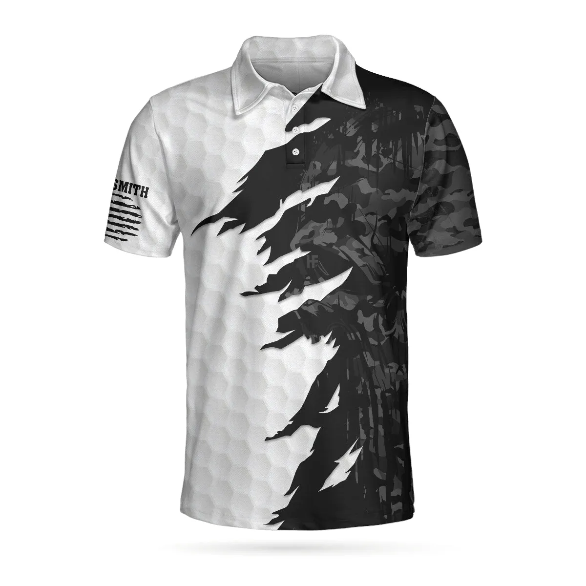 Swing Swear Drink Repeat Ripped Camouflage Skull Golf Custom Polo Shirt, Personalized Black And White Golf Shirt For Men Coolspod