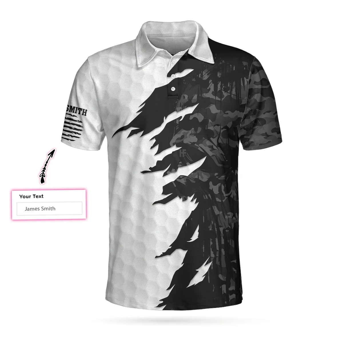 Swing Swear Drink Repeat Ripped Camouflage Skull Golf Custom Polo Shirt, Personalized Black And White Golf Shirt For Men Coolspod