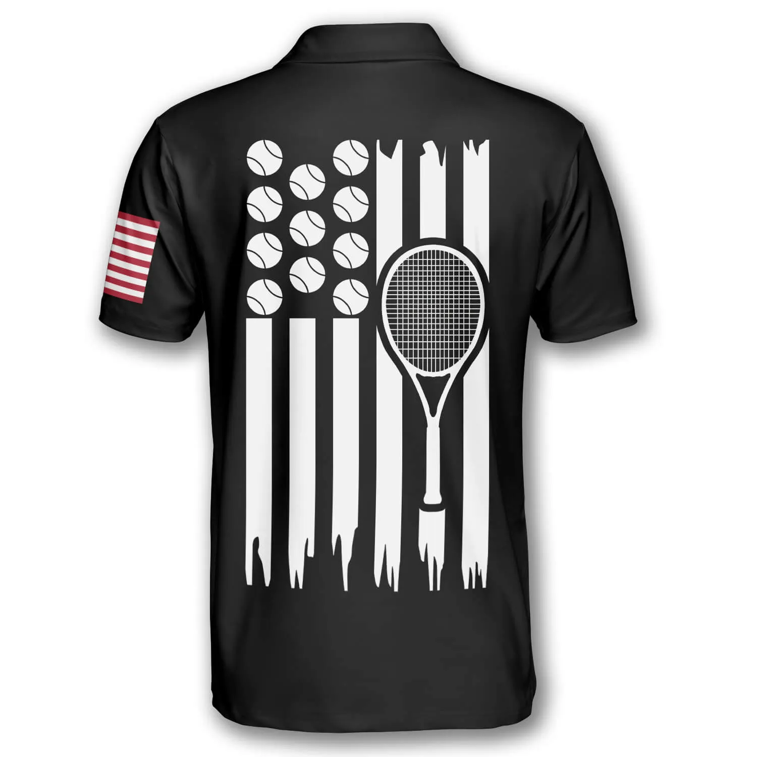 Tennis Ball Flame American Flag Custom Polo Tennis Shirts for Men