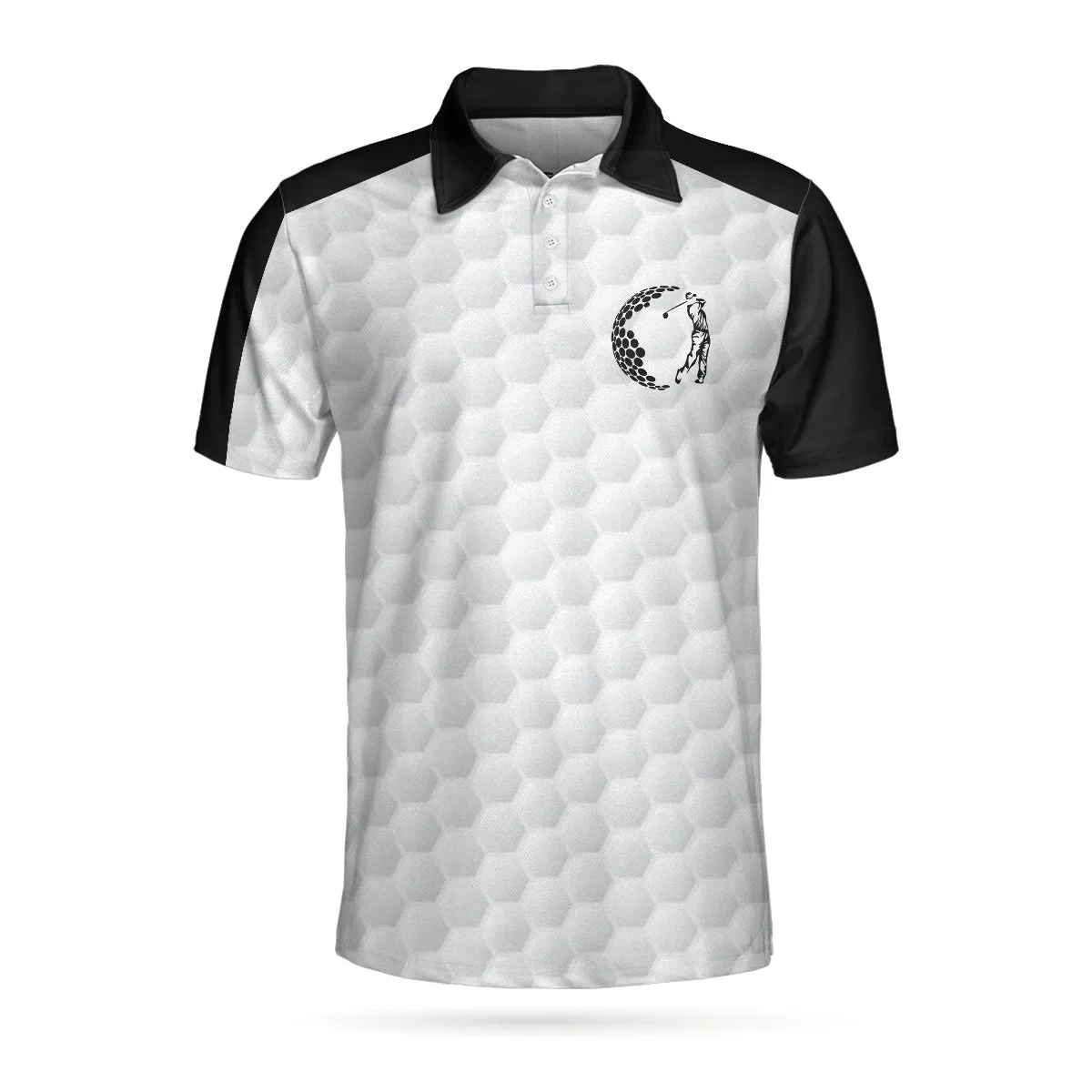 The Best Golf Slayer Wet Ink Skull Polo Shirt, Black Shoulder White Golf Pattern Polo Shirt, Best Golf Shirt For Men Coolspod