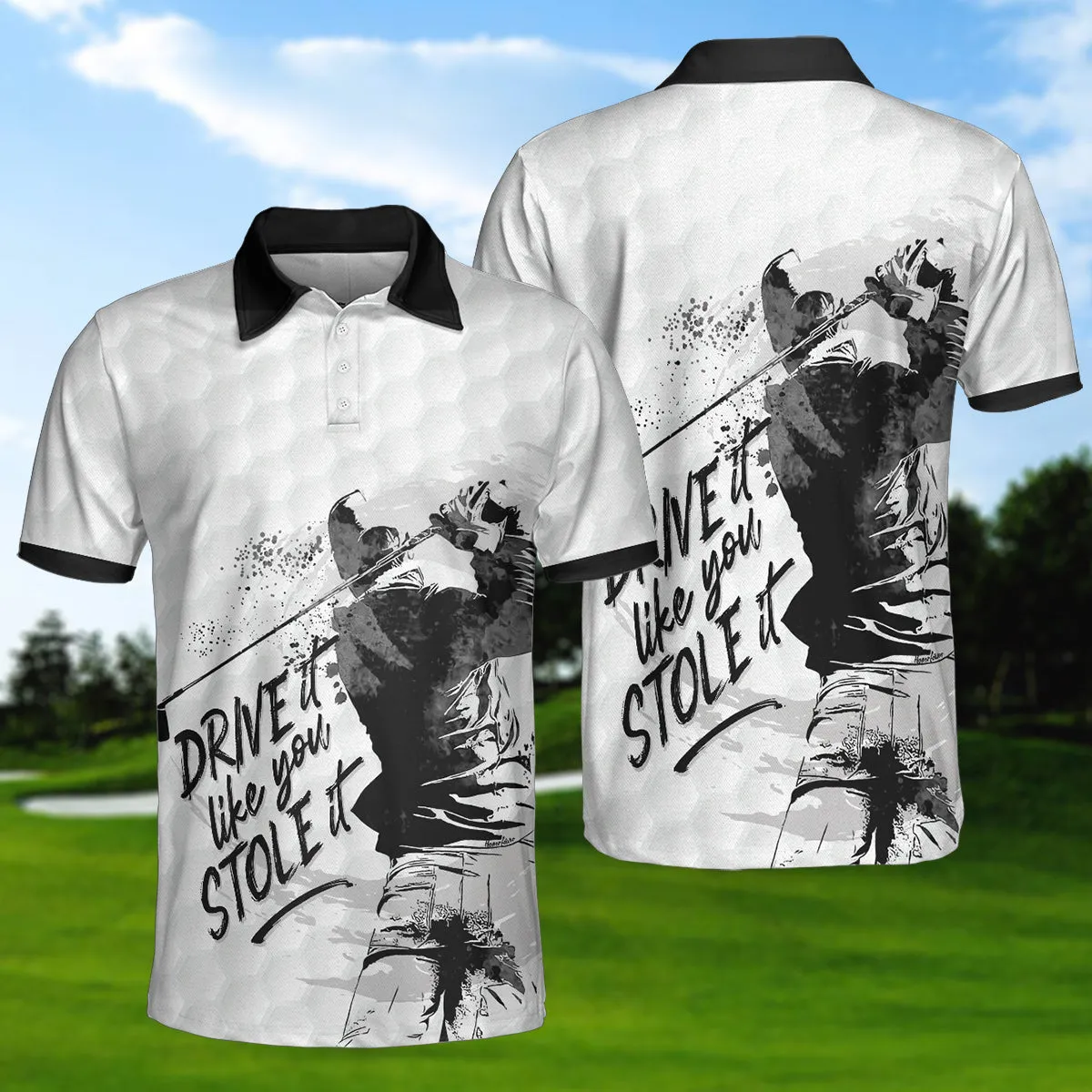 To My Golfer Dad, Drive It Like You Stole It Golf Polo Shirt, Men Polo Golf Shirt Coolspod