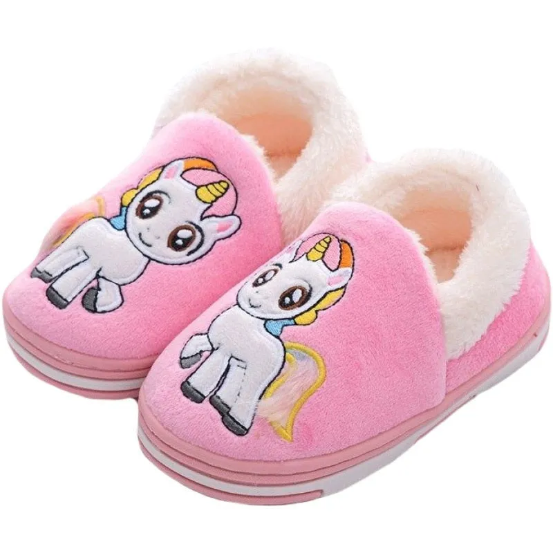 Unisex Toddler Unicorn Cartoon Design Warm Comfortable Kids Slippers