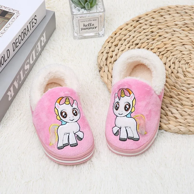 Unisex Toddler Unicorn Cartoon Design Warm Comfortable Kids Slippers