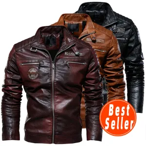 Water Proof Stand Collar Leather Jacket, Riding Jackets for Men