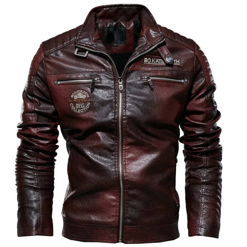 Water Proof Stand Collar Leather Jacket, Riding Jackets for Men