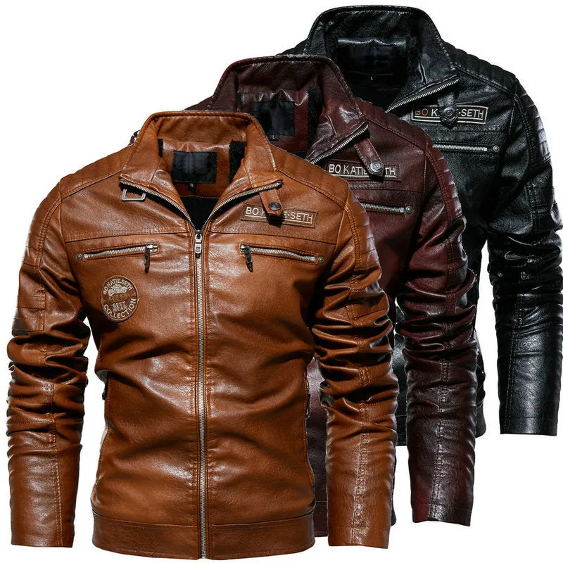 Water Proof Stand Collar Leather Jacket, Riding Jackets for Men