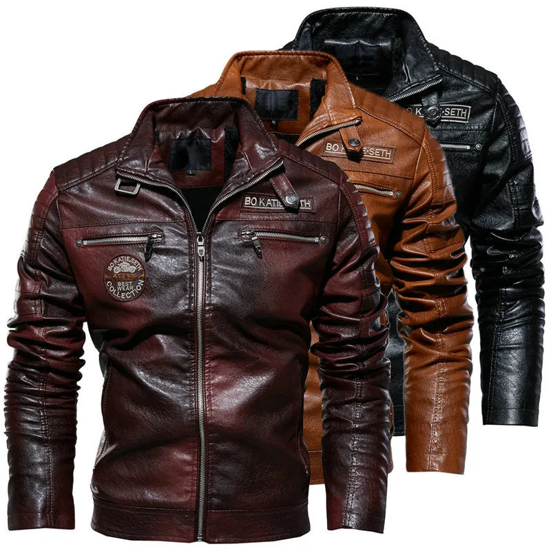 Water Proof Stand Collar Leather Jacket, Riding Jackets for Men