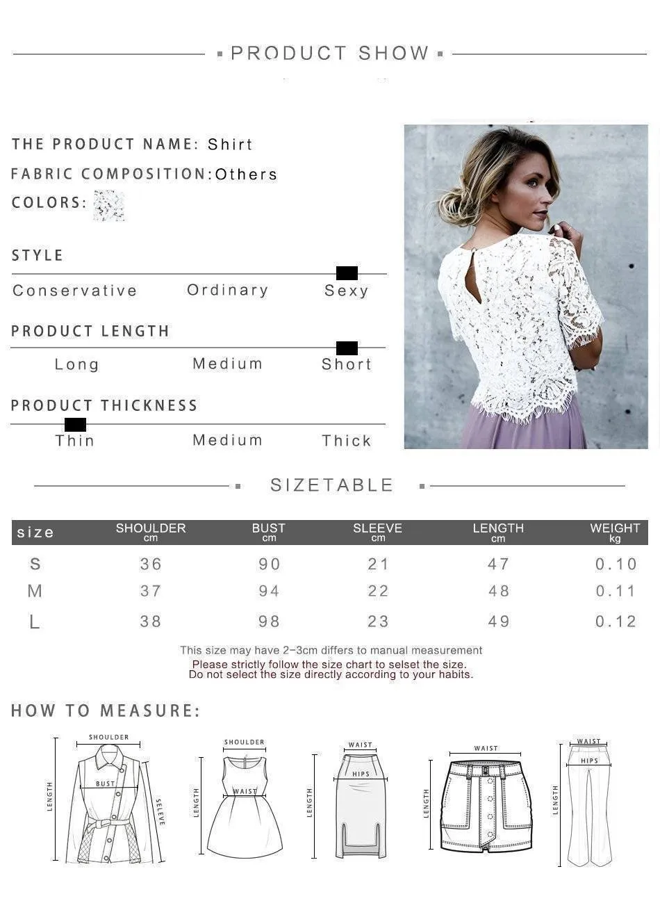 White Floral Lace Hollow Out Crochet Top (US 9 - 14)