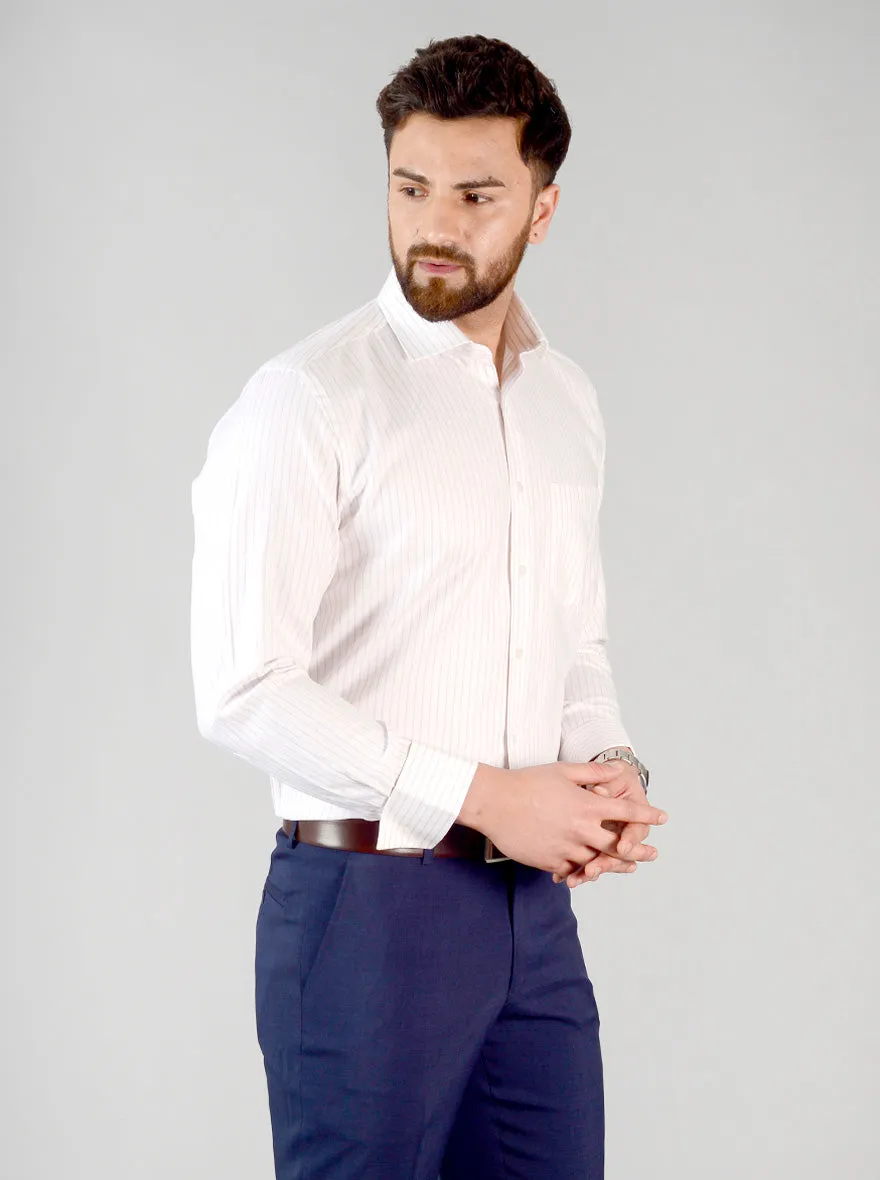 White Striped Regular Fit Formal Shirt | JadeBlue